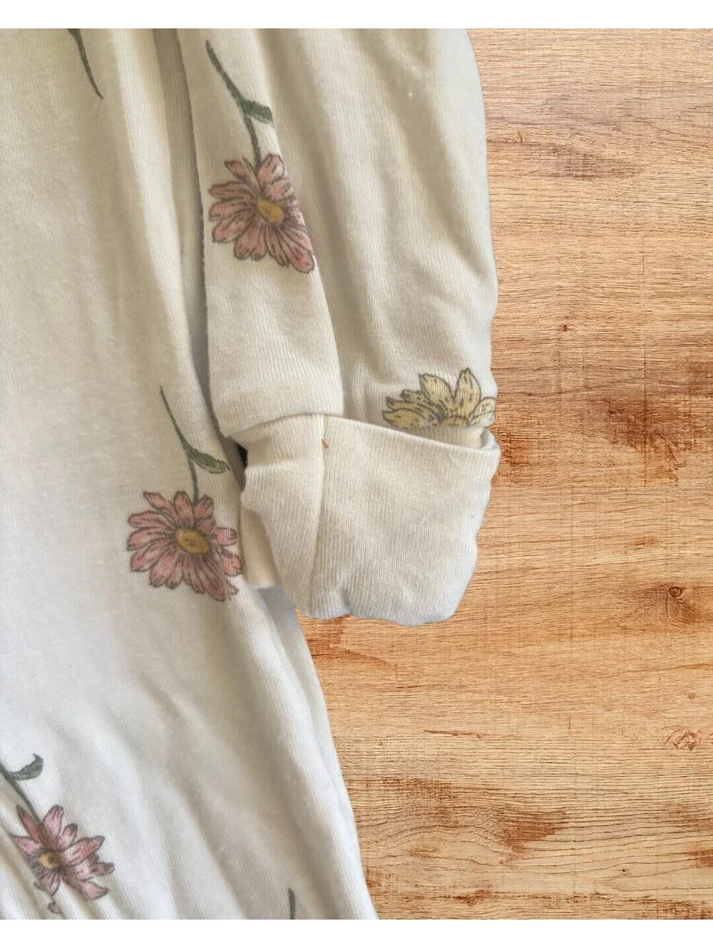 Purely Soft Floral Footie Pajama White EcoVero Viscose Baby Sleeper